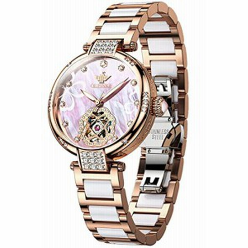 OUPINKE レデイース腕時計 自動巻き機械式 うで時計 高級ステンレス 5  