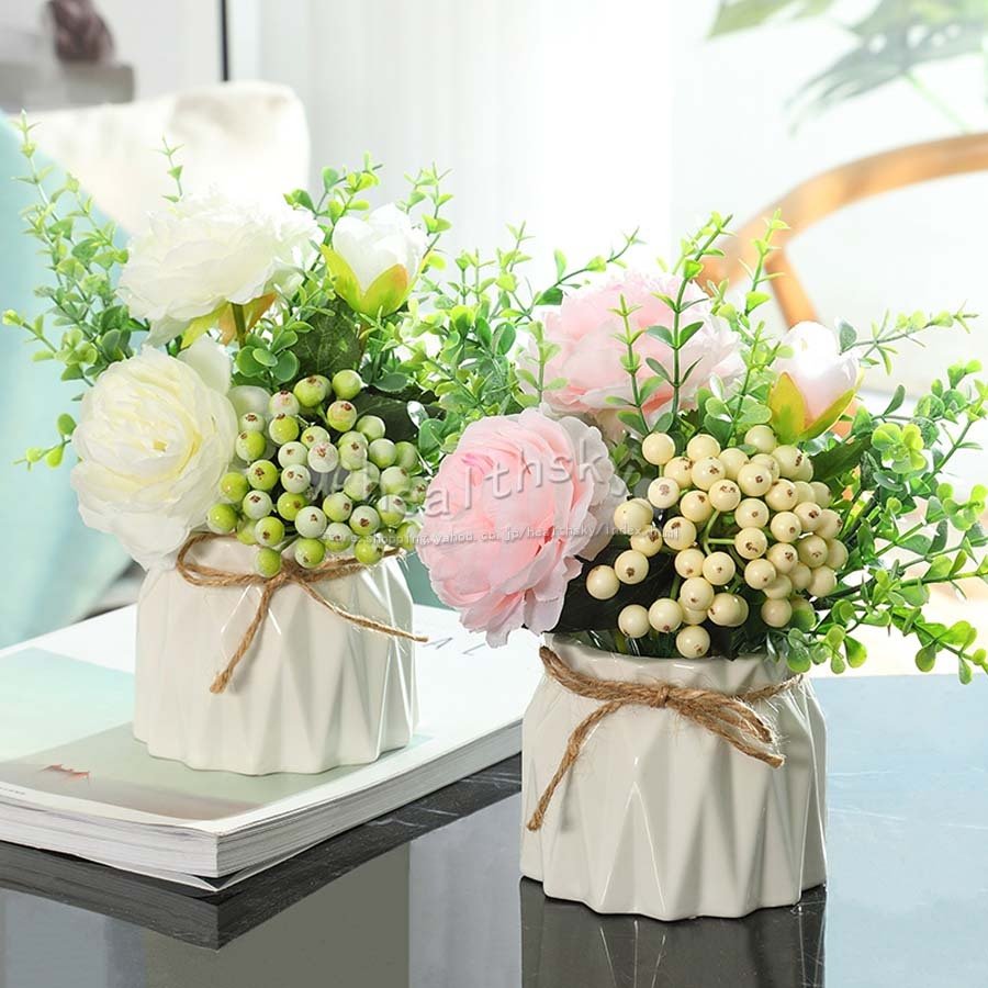 造花セット 置物 鉢植え 絹花インテリア おしゃれ プレゼント リビング 玄関 ダイニング 誕生日 ギフト 花束 フラワー 造花 枯れない花  人工観葉植物花瓶付 通販 LINEポイント最大0.5%GET | LINEショッピング