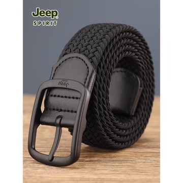 Jeep吉普戰術彈力編織免打孔軍訓腰帶男女潮彈性休閑帆布皮帶褲帶