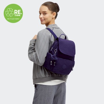 『猴子包』藍紫色掀蓋拉鍊後背包-CITY ZIP S