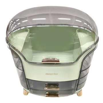 Beauty life 多功能化妝品收納箱 輕奢款 大容量 分區收納  綠色  1個