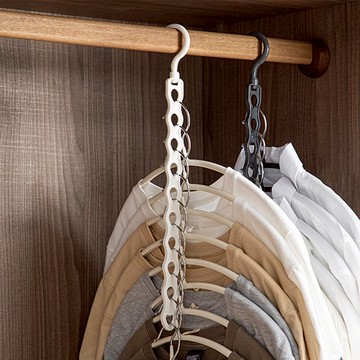 日本製直式衣架串連掛架/掛衣架(10孔)-3入 白