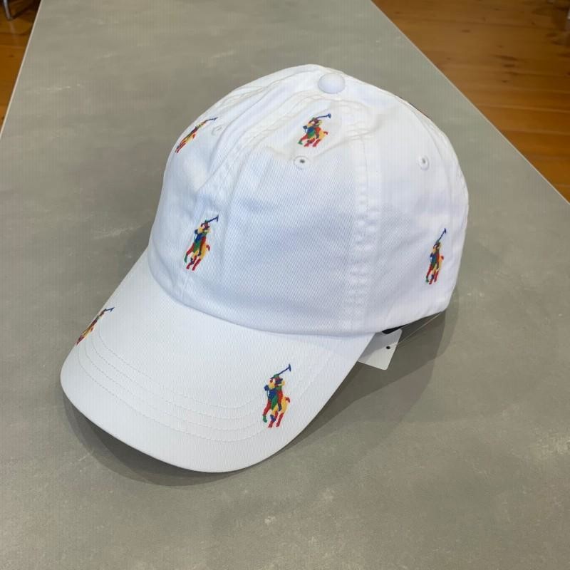 ポロラルフローレン　キャップ　新品　オフホワイトxパステルブルーロゴ　新色 Polo ベア コットン ツイル ボール キャップ