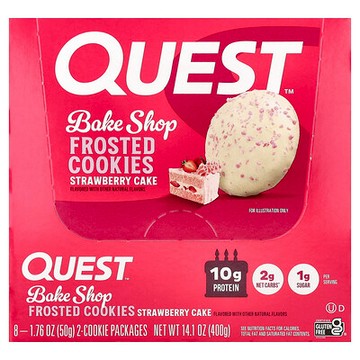 Quest Nutrition, 烘培店糖霜曲奇，草莓蛋糕味，8 包，每包 1.76 盎司（50 克）