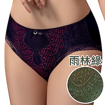 思薇爾 波光曼舞系列M-XXL蕾絲中腰三角內褲(雨林綠)
