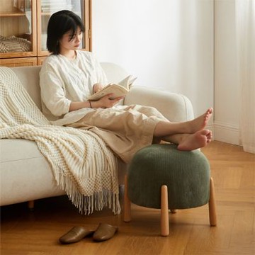 原木日式橡膠木實木蘑菇小凳-墨綠色CZ6001-(H014413004)