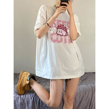 已售9642件💖赤道少女 純棉 短袖 T恤 星之卡比 oversize 寬鬆顯瘦 ins 風衣服 韓系 潮牌衣服 下半
