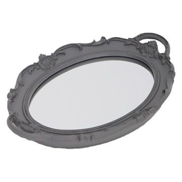 Prologue 英式古典鏡面飾台 oval-01 橢圓形 鏡面玻璃 樹脂 金屬掛鉤 W23.5*15*H2.5CM  灰色  1個