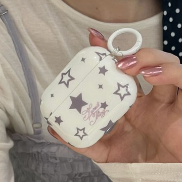 簡約白底灰色星星耳機套 適用airpod4耳機殼 蘋果耳機Pro/2/3代保護套 全系列適用