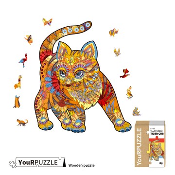 [積木共和國] 【YouRPUZZLE】台灣現貨小老虎拼圖(檢驗合格木質動物拼圖)