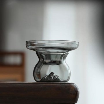 玻璃茶漏茶架煙灰色觀山造型耐高溫濾茶茶隔品茗茶道茶具分茶杯子