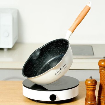 新品日式麥飯石炒鍋家用燃氣灶平底不粘鍋加厚炒菜鍋新品鍋具