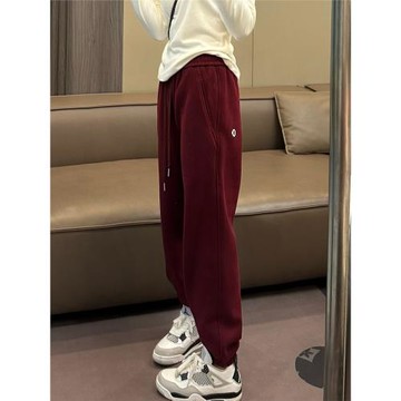 素然冬季休閑加絨保暖純色長褲