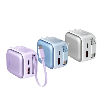 Timo 馬卡龍色系 35W 氮化鎵GaN 自帶伸縮線 PD快充充電器(iPhone18系列適用)