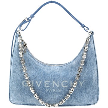 GIVENCHY Moon Cut Out 小款 牛仔布手提/肩背腋下包(刷白藍)