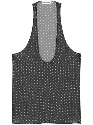 Saint Laurent - polka dot-print silk top - women - Silk - 36 - Brown
