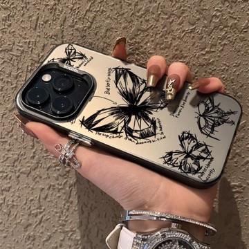 小眾藝術手繪素描蝴蝶16手機殼15適用于iPhone11/12/13/14Promax蘋果7磨砂8plus保護套個性x文藝男女潮高級感