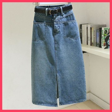 🐻150cm小個子女裝 | 小個子開叉a字裙牛仔裙 | 半身裙女裝 | 夏季複古高腰包臀裙 | 中長款裙子