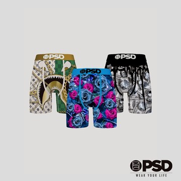 【PSD Underwear 官方旗艦店】3件組- 平口四角褲-高人一等-藍色