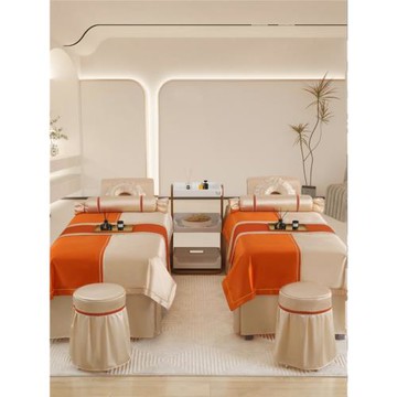 夏季新款美容床罩四件套高檔天絲輕奢純色洗頭按摩院床套網紅簡約