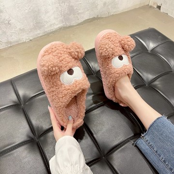 居家松糕踩屎感棉拖鞋女卡通獨眼可愛包頭厚底防滑慵懶室內地板拖