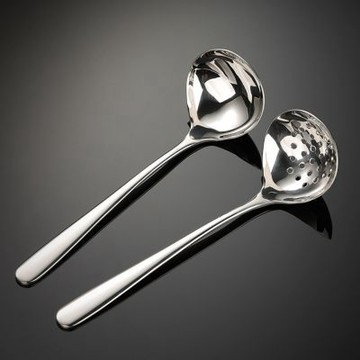 PUSH!餐具廚房用品316L不銹鋼湯勺 漏勺組 加厚一體成型不銹鋼火鍋湯勺 漏勺 分餐勺組E219
