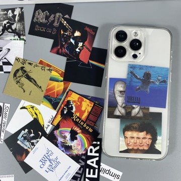 歐美ins風搖滾樂隊CD唱片封面可放夾適用于蘋果15promax手機殼14后面的裝飾13卡片diy個性Queen槍花透明軟殼