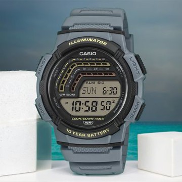 CASIO 卡西歐 復古風大顯示幕手錶 電子錶 新年開運 送禮推薦-灰藍 WS-1800-2A