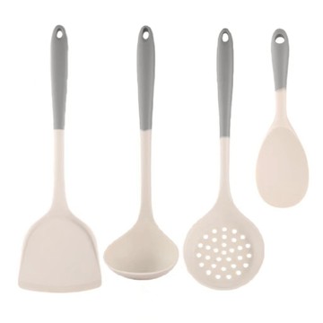 【Shopee Mall】矽膠廚房四件組｜鍋鏟+湯勺+漏勺+飯勺 耐高溫防刮 不沾鍋專用 廚具套裝