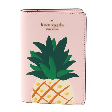 kate spade - 鳳梨印花皮革證件夾-粉