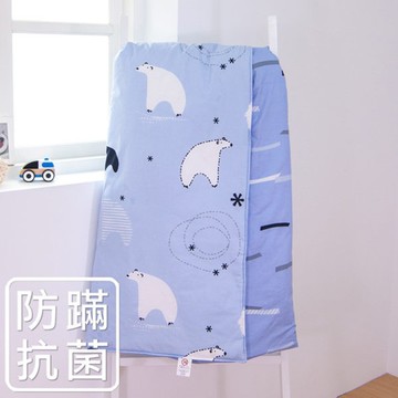 鴻宇 HongYew - 台灣製防螨抗菌100%美國棉兒童涼被 四季被-小白熊-2008-藍