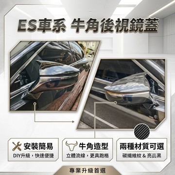 ~歐力斯~凌志 LEXUS ES IS UX LBX 後視鏡蓋 後視鏡罩 後照鏡裝飾蓋 碳纖維紋 亮黑 牛角款