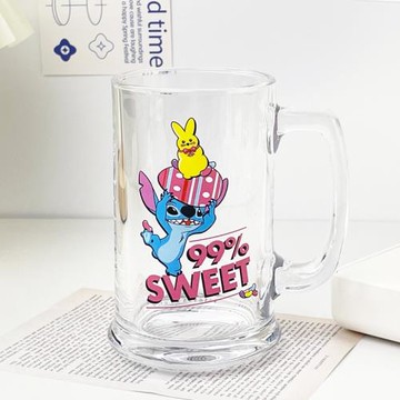 sweet可愛卡通把手大容量玻璃杯家用啤酒杯高顏值高級感杯子男女