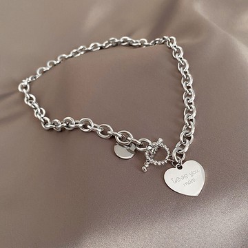 金屬愛心項鏈女鏈條鎖骨鏈ins嘻哈年新款冷淡風輕奢小眾配飾