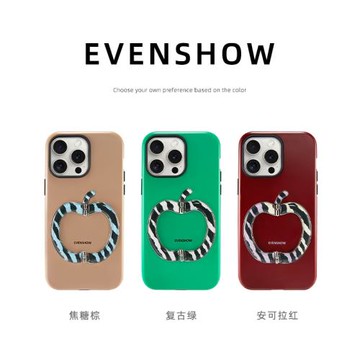 EVENSHOW2024新款超好看秋冬手機殼帶支架掛繩適用于iPhone16promax15蘋果14plus13小眾高級感紅色保護外殼套