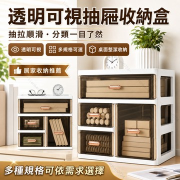 🔥台灣出貨🔥 透明桌面收納盒 抽屜式文具收納櫃 大容量化妝品收納盒 分格多格辦公桌置物架