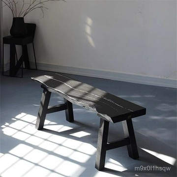 免運⭐全實木闆凳⭐侘寂風碳化原木長凳民宿休閒凳戶外長闆凳酒店長條凳實木家用長椅 客廳原木闆凳 床尾換鞋凳 餐桌長凳子