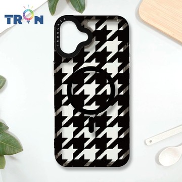 TRON IPHONE 16 PLUS 經典千鳥紋 MAGSAFE 磁吸 防摔 太空殼 透黑 手機殼