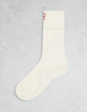 Hunter fleece short boot socks in white