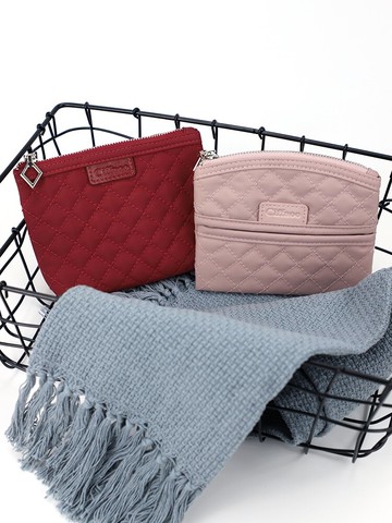 簡約日式迷你小巧便攜超薄小號菱格零錢包女二合一鑰匙卡包一體袋