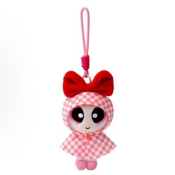 飛天小女警 棋盤格雨衣 可拆卸 造型吊飾 可愛卡通 絨毛掛件