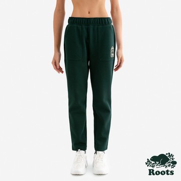 Roots女裝- CLUBHOUSE OPEN LEG 棉褲-深綠色