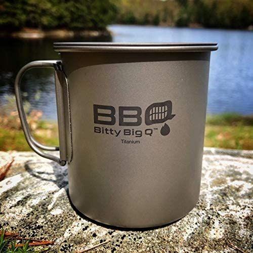 BITTY BIG Q titanium coffee cup mug with lid and folding cutlery set c