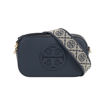 TORY BURCH Miller 荔枝紋雙拉鍊迷你相機包(海軍藍) 171955 405