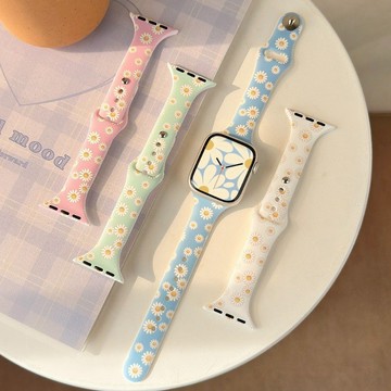 小蠻腰小雛菊矽膠錶帶 適用 蘋果手錶錶帶 Apple Watch S11 S10/9/8/7 SE3 Ultra49mm