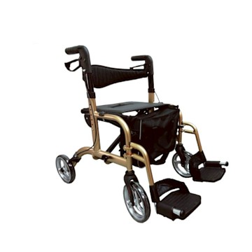 【四輪車】富士康 鋁製靠背附腳踏板多功能四輪車 鋁合金材質、腳踏板可拆、靠背可翻、可申請補助、可收折設計、雙剎設計、雙扶手、置物袋、座椅可坐可煞、多段高度調整、行進穩定