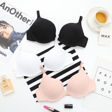 日系前扣美背式內衣聚攏文胸少女性感小胸純色露背無痕細帶文胸罩