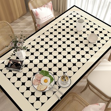 Arbor Home 喬木居家 輕奢防燙隔熱皮革桌布  120 x 60cm  治癒小圈圈 白色  1個
