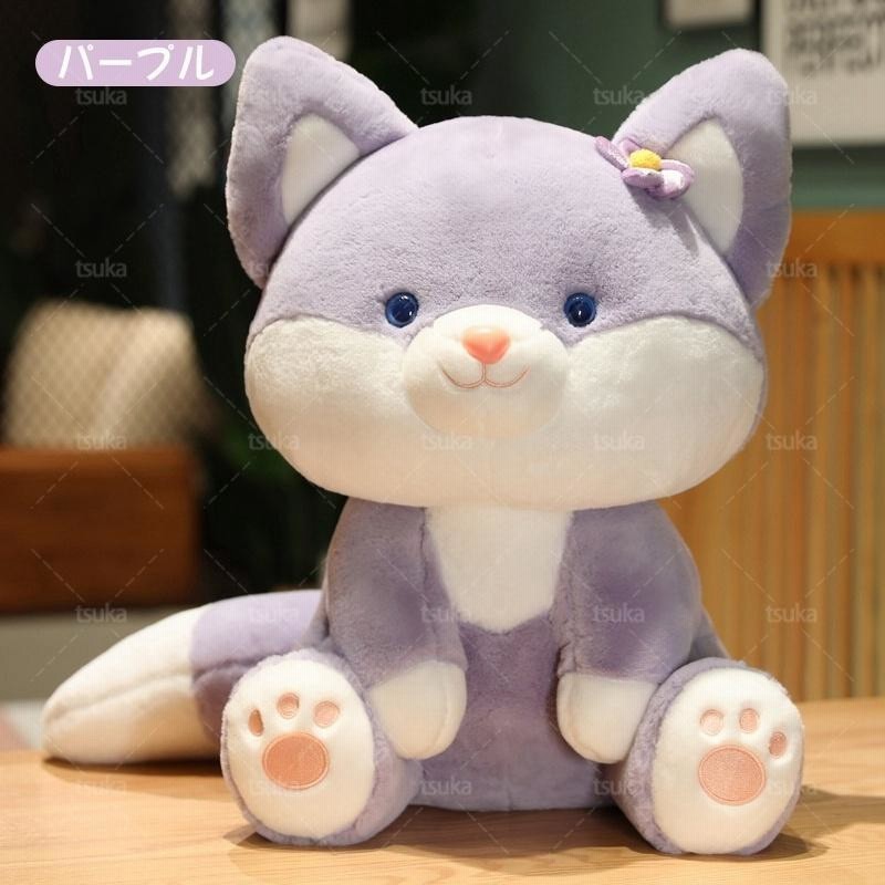 銀狐ぬいぐるみ　ふわふわ　美品 ぬいぐるみ キツネ 抱き枕 縫い包み おもちゃ 大きい グッズ