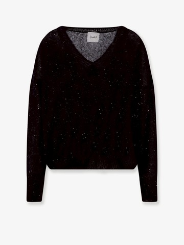 Sweater with v-neckline and all-over sequins embroidery - NUDE - gender_Woman